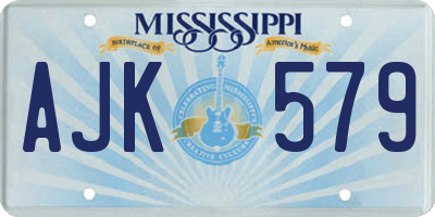 MS license plate AJK579