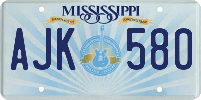 MS license plate AJK580