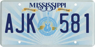 MS license plate AJK581
