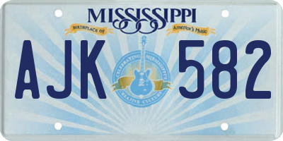 MS license plate AJK582