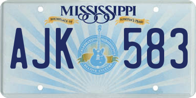 MS license plate AJK583