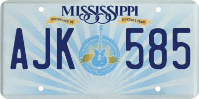 MS license plate AJK585