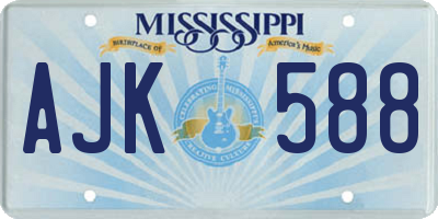MS license plate AJK588