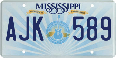 MS license plate AJK589