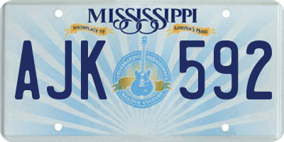 MS license plate AJK592