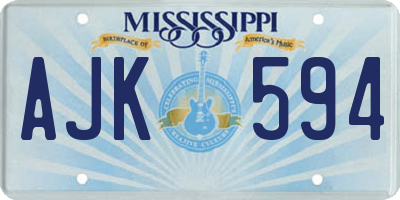 MS license plate AJK594