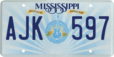 MS license plate AJK597
