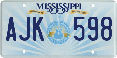 MS license plate AJK598