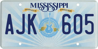 MS license plate AJK605