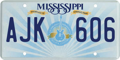 MS license plate AJK606