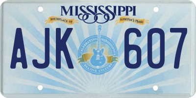 MS license plate AJK607