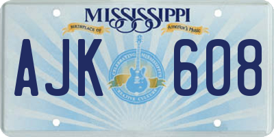 MS license plate AJK608