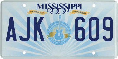 MS license plate AJK609