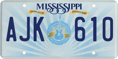 MS license plate AJK610