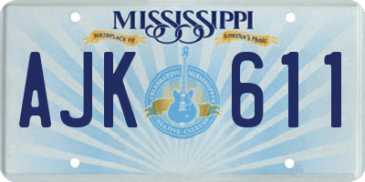 MS license plate AJK611