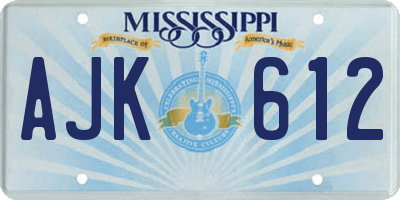 MS license plate AJK612