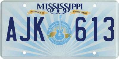 MS license plate AJK613