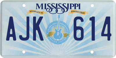 MS license plate AJK614