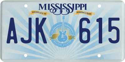 MS license plate AJK615