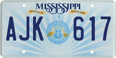 MS license plate AJK617