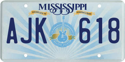 MS license plate AJK618