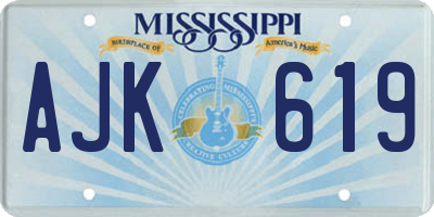 MS license plate AJK619