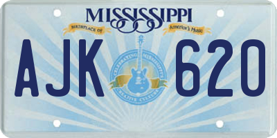MS license plate AJK620