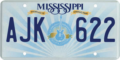 MS license plate AJK622