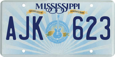 MS license plate AJK623