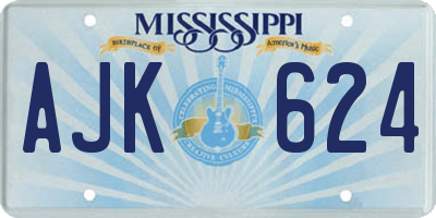 MS license plate AJK624