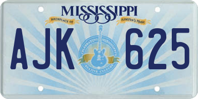 MS license plate AJK625