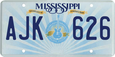 MS license plate AJK626
