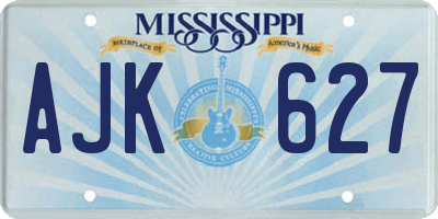 MS license plate AJK627