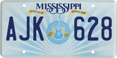 MS license plate AJK628