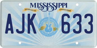 MS license plate AJK633
