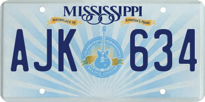 MS license plate AJK634