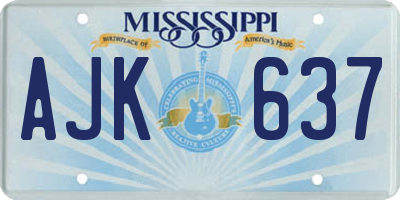 MS license plate AJK637