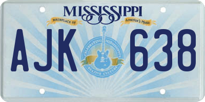MS license plate AJK638