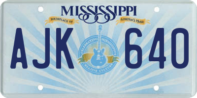 MS license plate AJK640