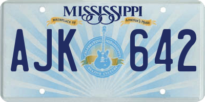 MS license plate AJK642
