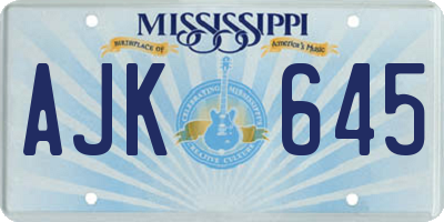 MS license plate AJK645