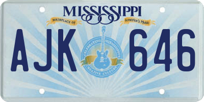 MS license plate AJK646