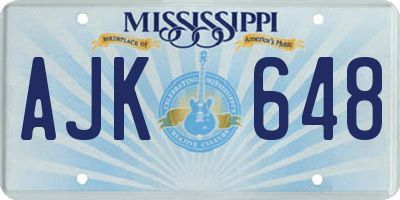 MS license plate AJK648