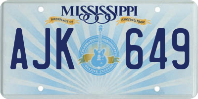 MS license plate AJK649