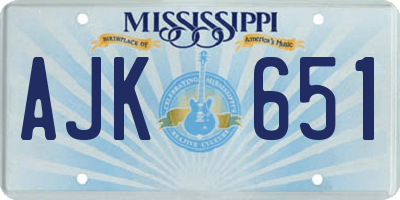 MS license plate AJK651