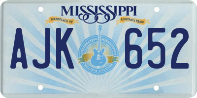 MS license plate AJK652