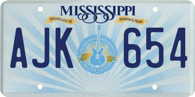 MS license plate AJK654
