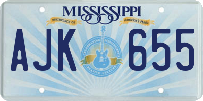 MS license plate AJK655