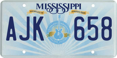 MS license plate AJK658