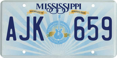 MS license plate AJK659